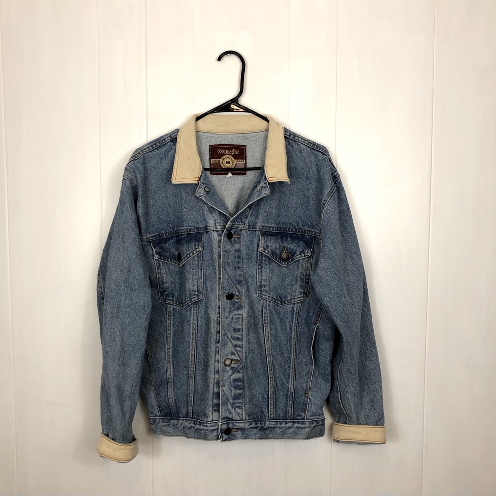 Vintage‎ 70s Wrangler Denim Jacket Corduroy Collar Sz M